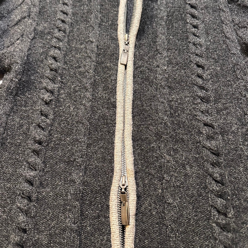 VTG 90s Twiggy Lambswool Hooded Zip Cardigan Minimal Knit Sweater | XS/S - Picture 5 of 11